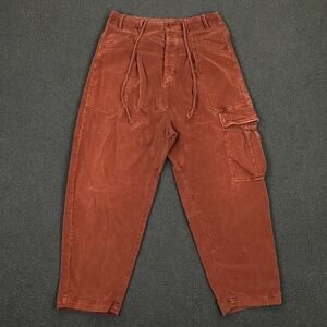 Free People Bay To Breakers Pants Womens XS Red Corduroy Cargo Drawstring Harem
